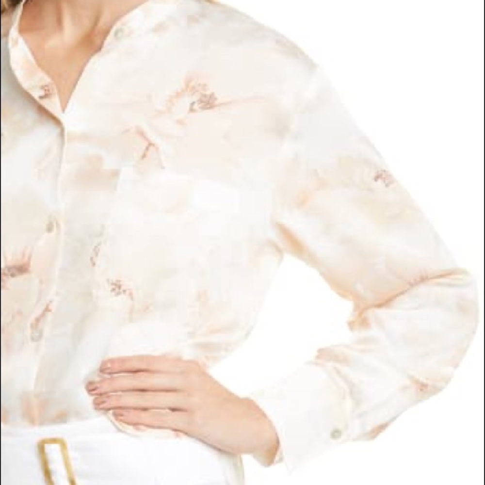 Vince Magnolia Band Collar Blouse